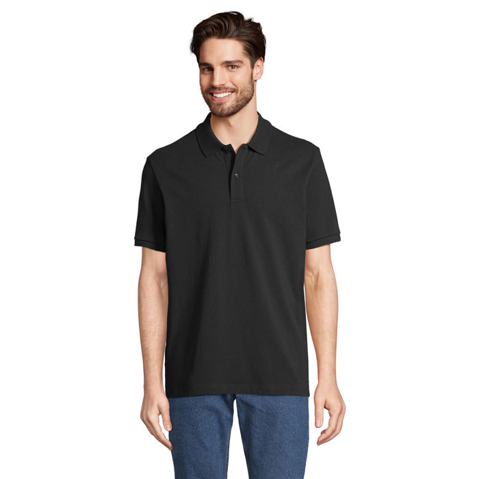 Polo unisexe publicitaire en coton bio 210g PEGASE Noir 1